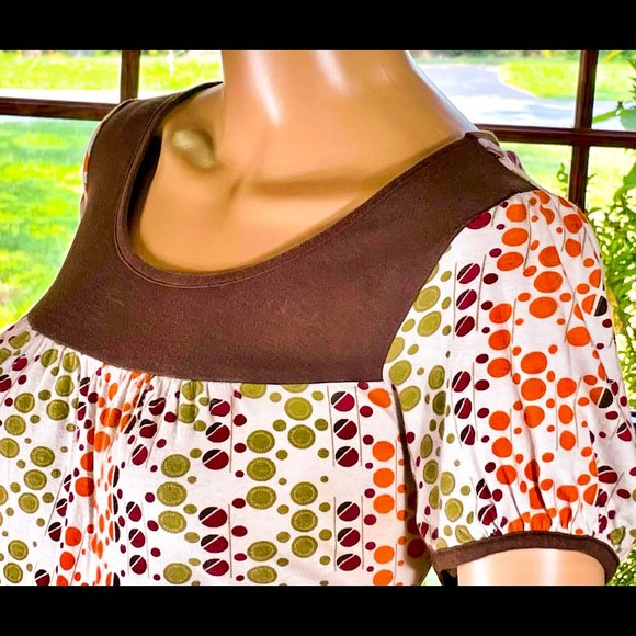 ▪️FANG▪️ Vtg-Style Op Art Keyhole Back Tunic Top - Picture 3 of 8